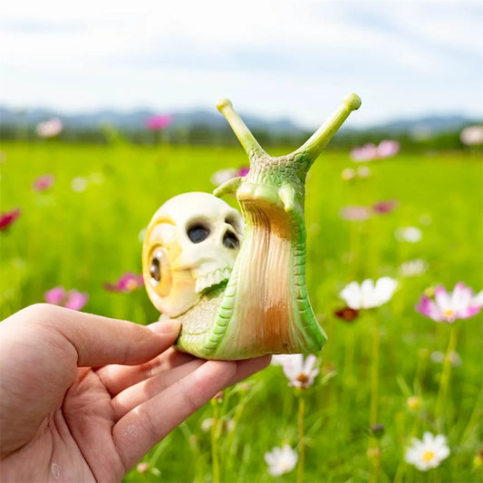 Halloween | Gothic Skeleton Snail Sculpture – Whimsical Halloween Garden Decor