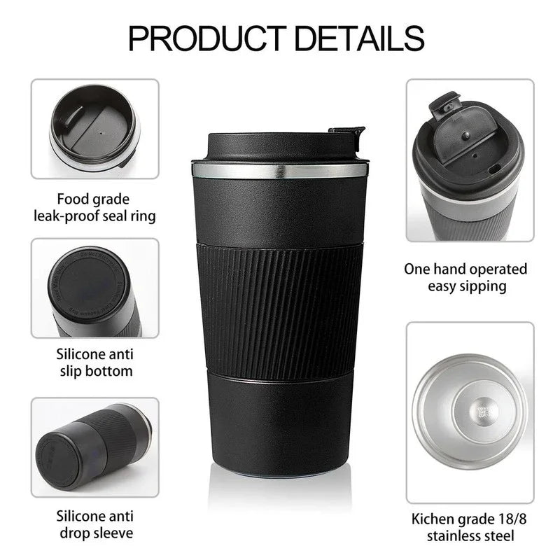 ☕ Brew-Ready Brilliance: The Non-Slip Stainless Steel Thermal Coffee Mug