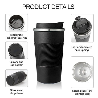 ☕ Brew-Ready Brilliance: The Non-Slip Stainless Steel Thermal Coffee Mug