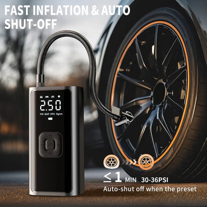 YIJU Rechargeable Car Air Pump – Digital Cordless Tire Inflator