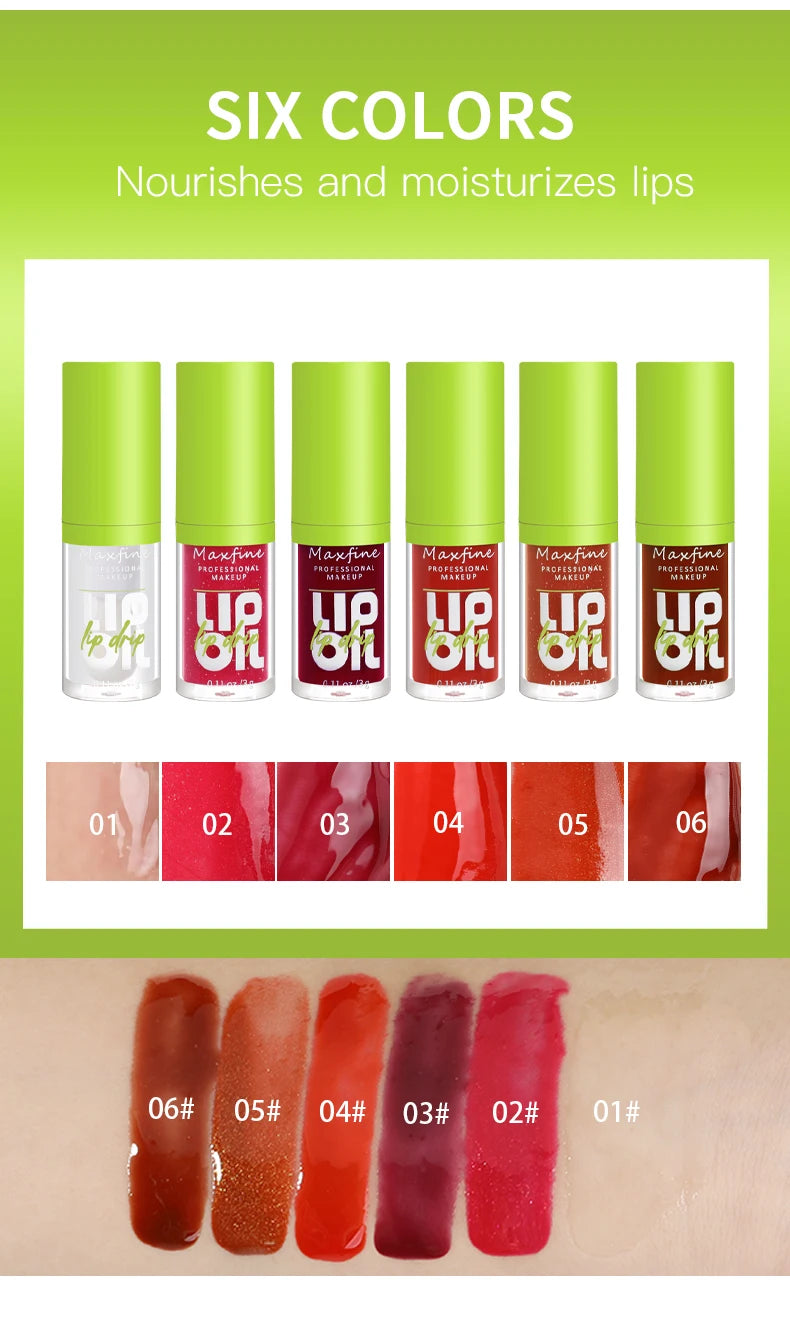 ✨ The Luminous Veil: 6-Tone Transparent Moisturizing Lip Gloss Oil