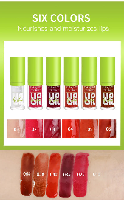 ✨ The Luminous Veil: 6-Tone Transparent Moisturizing Lip Gloss Oil