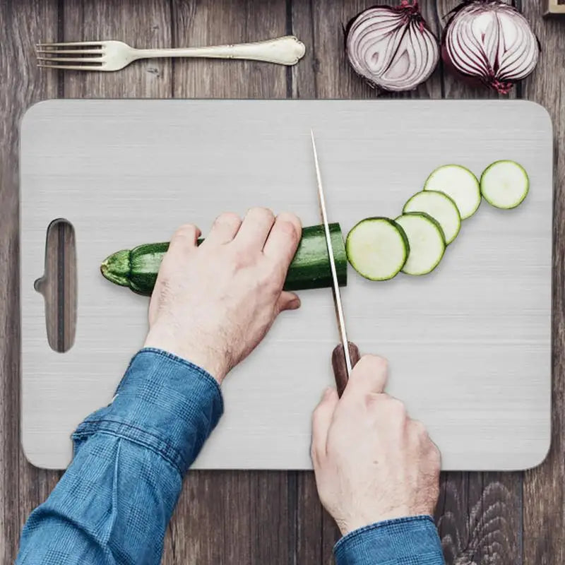 🔪 The Forever Board: Titanium & 304 Stainless Steel Double-Sided Cutting Surface