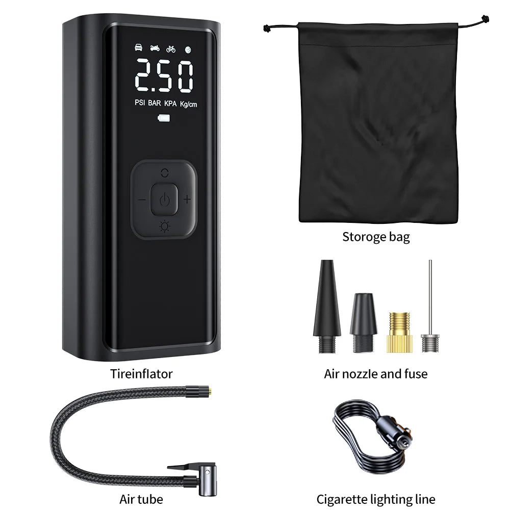 YIJU Rechargeable Car Air Pump – Digital Cordless Tire Inflator