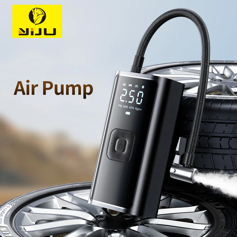 YIJU Rechargeable Car Air Pump – Digital Cordless Tire Inflator