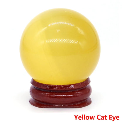 Halloween | 40MM Halloween Crystal Sphere – Natural Gemstone Energy Ball with Wooden Stand