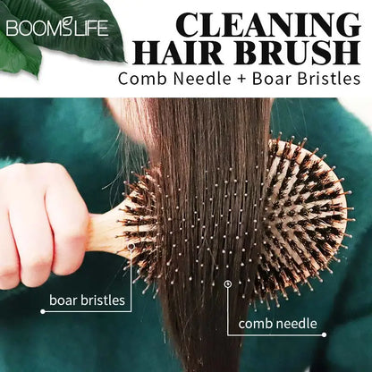 🌿 The Natural Radiance: Boar Bristle & Oak Wood Scalp Massage Brush