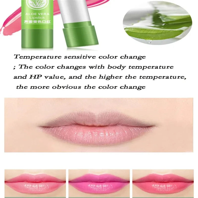 🌿 The Botanical Bloom: Aloe Vera Color-Changing Moisturizing Lipstick