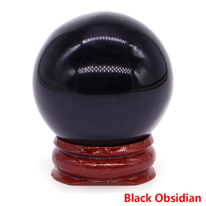 Halloween | 40MM Halloween Crystal Sphere – Natural Gemstone Energy Ball with Wooden Stand