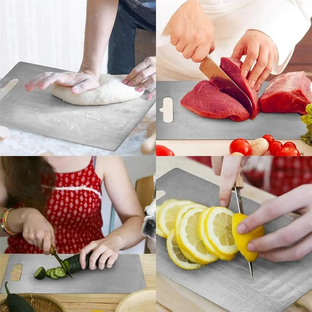 🔪 The Forever Board: Titanium & 304 Stainless Steel Double-Sided Cutting Surface