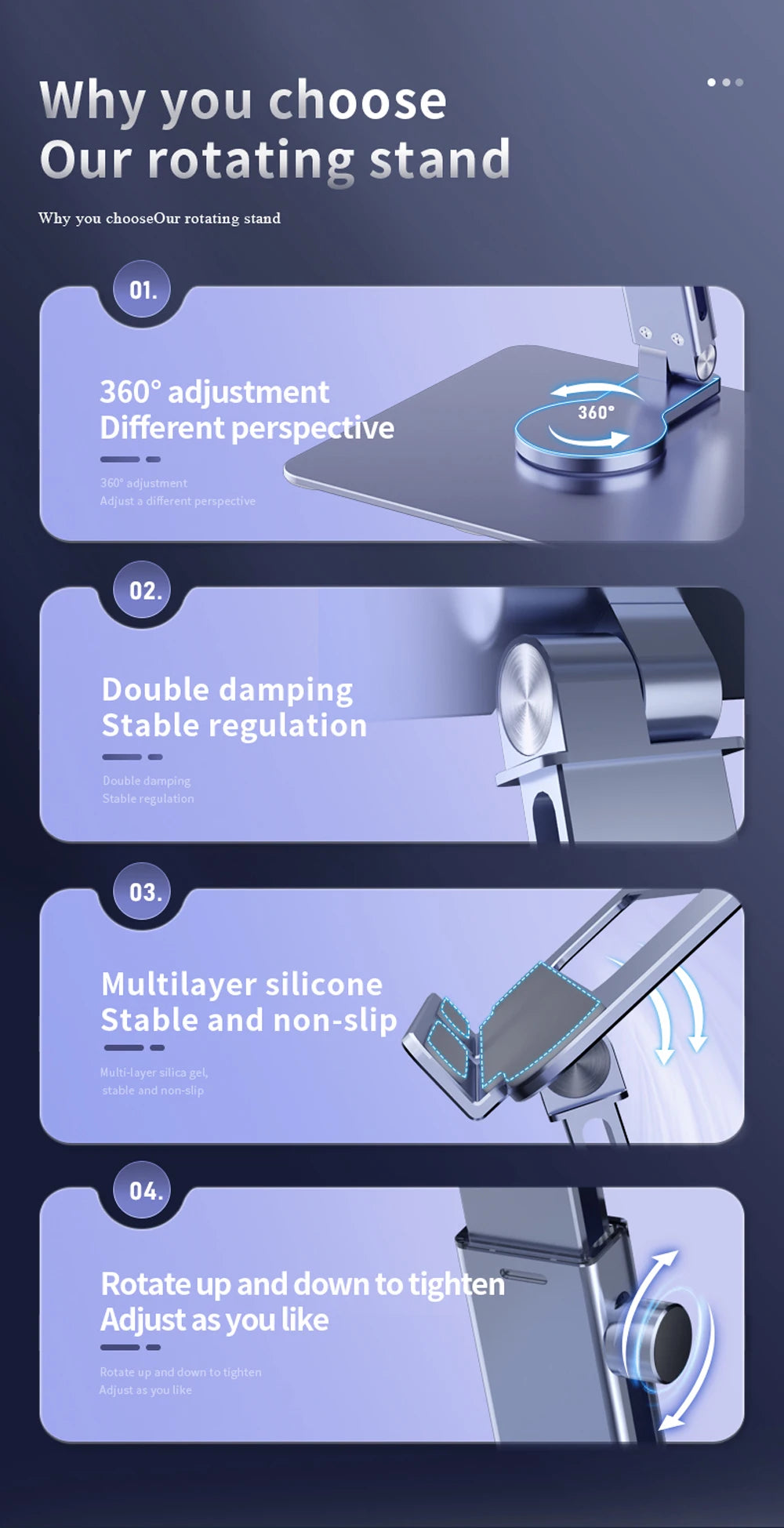 Aluminum Adjustable Foldable Tablet Stand Desk
