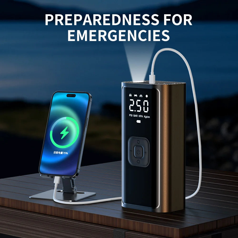 YIJU Rechargeable Car Air Pump – Digital Cordless Tire Inflator