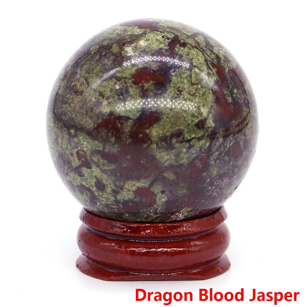 Halloween | 40MM Halloween Crystal Sphere – Natural Gemstone Energy Ball with Wooden Stand