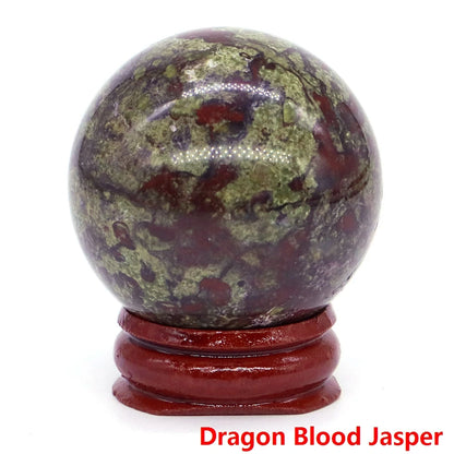 Halloween | 40MM Halloween Crystal Sphere – Natural Gemstone Energy Ball with Wooden Stand