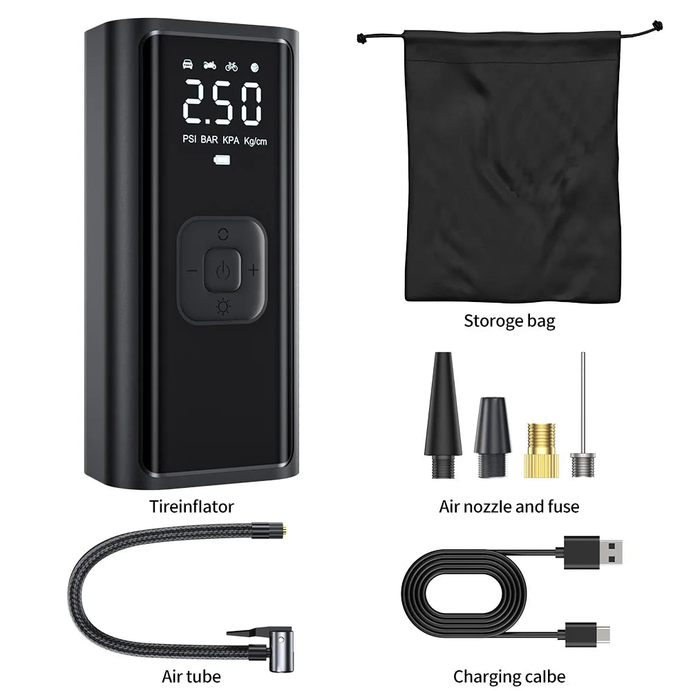 YIJU Rechargeable Car Air Pump – Digital Cordless Tire Inflator