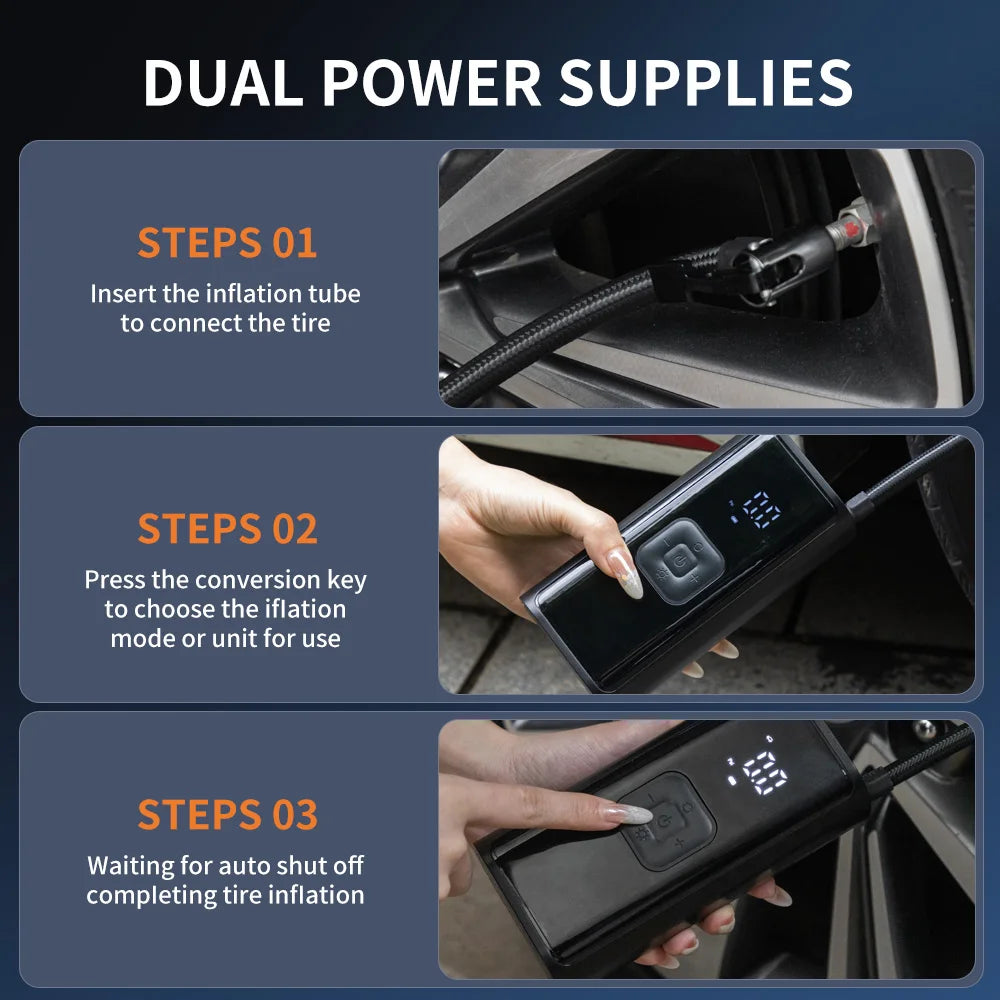 YIJU Rechargeable Car Air Pump – Digital Cordless Tire Inflator