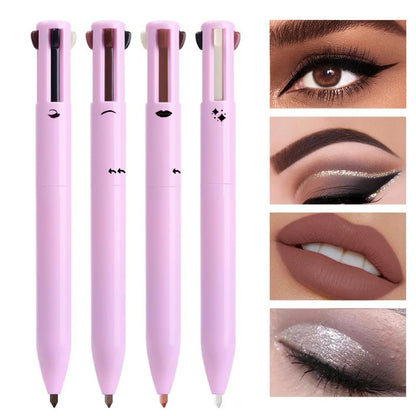 4-In-1 Multi-Functional Lip Liner, Eyeliner and Eyebrow Pencil 4-Color Set