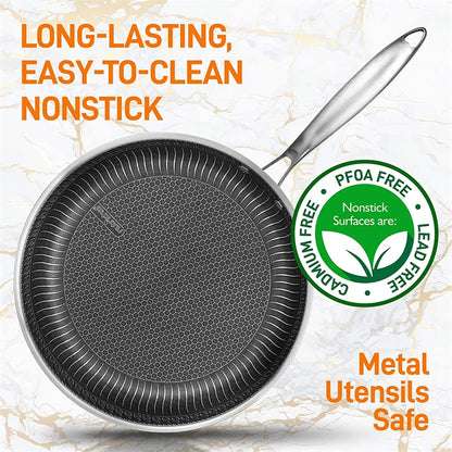 Stainless Steel Honeycomb Frying Pan with Lid – Model KC0480