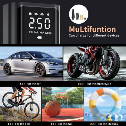 YIJU Rechargeable Car Air Pump – Digital Cordless Tire Inflator