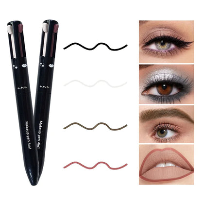 4-In-1 Multi-Functional Lip Liner, Eyeliner and Eyebrow Pencil 4-Color Set