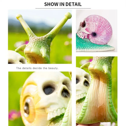 Halloween | Gothic Skeleton Snail Sculpture – Whimsical Halloween Garden Decor