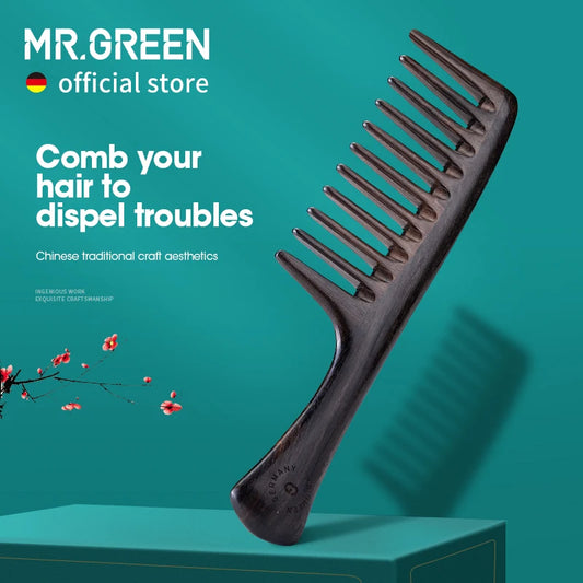 🌿 The Scalp Sanctuary: MR.GREEN Wide-Tooth Natural Wood Massage Comb
