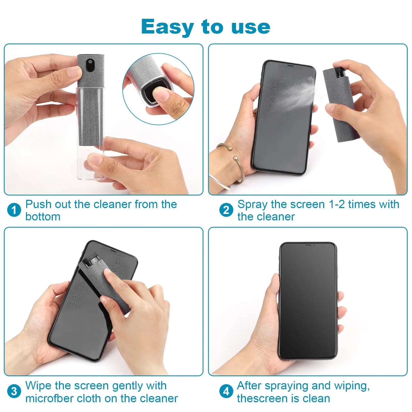 Microfiber Screen Cleaner Spray Bottle Set Mobile Phone Ipad Computer Microfiber Cloth Wipe Iphone Cleaning Glasses Wipes