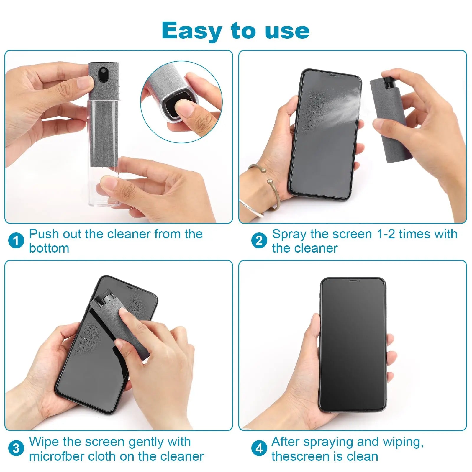 Microfiber Screen Cleaner Spray Bottle Set Mobile Phone Ipad Computer Microfiber Cloth Wipe Iphone Cleaning Glasses Wipes