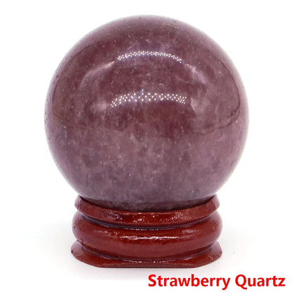 Halloween | 40MM Halloween Crystal Sphere – Natural Gemstone Energy Ball with Wooden Stand