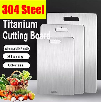 🔪 The Forever Board: Titanium & 304 Stainless Steel Double-Sided Cutting Surface