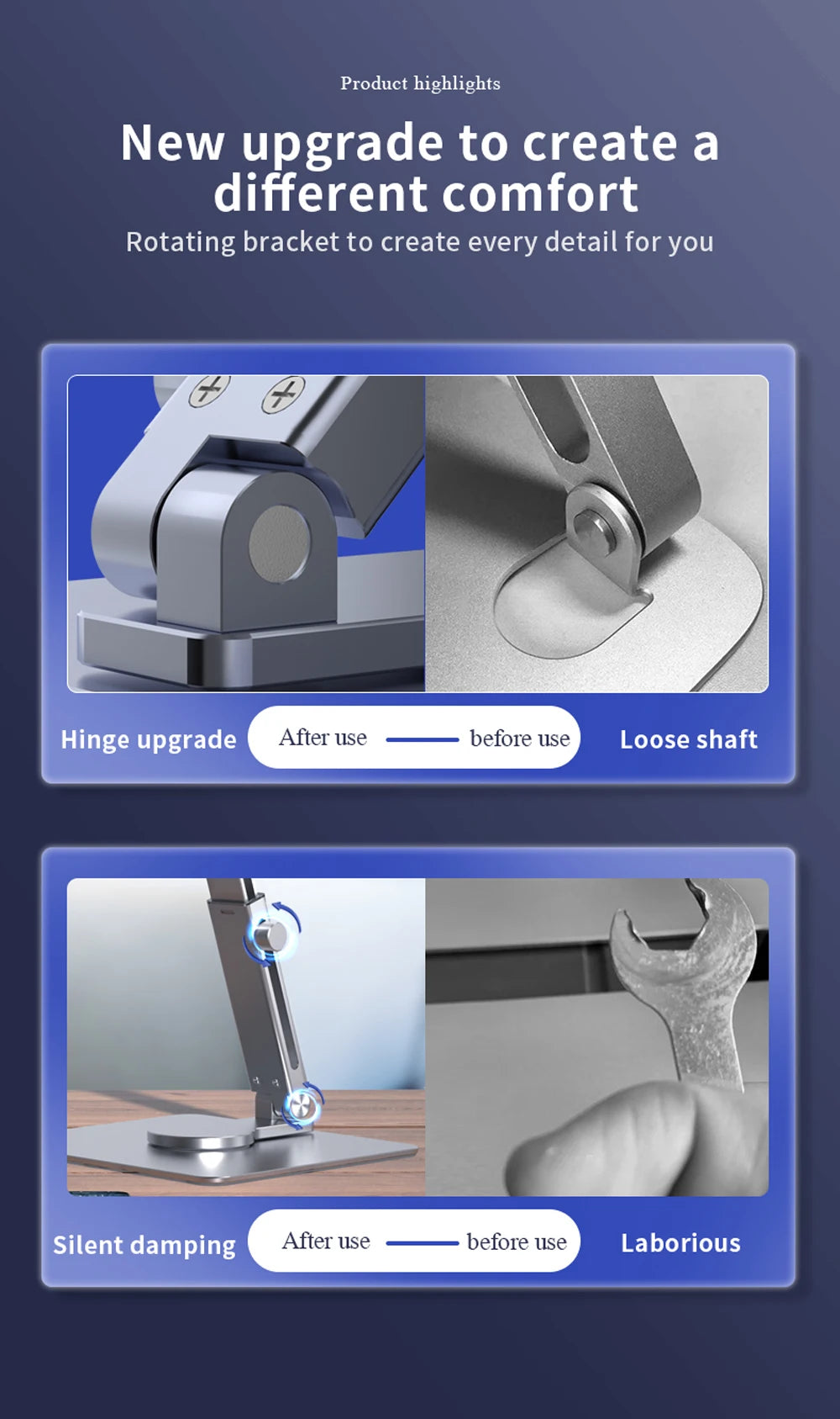 Aluminum Adjustable Foldable Tablet Stand Desk
