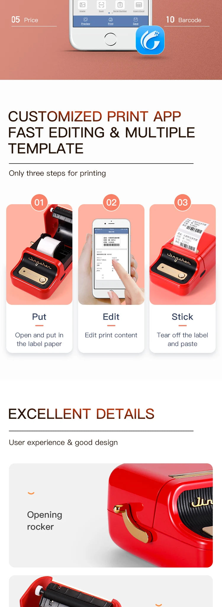 B21 Mini Portable Thermal Label Printer