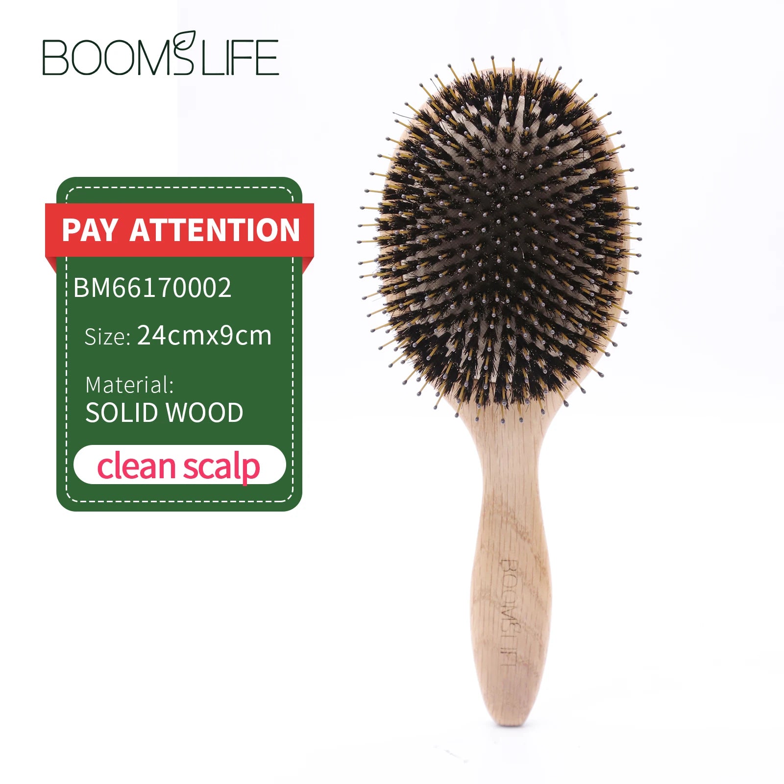 🌿 The Natural Radiance: Boar Bristle & Oak Wood Scalp Massage Brush