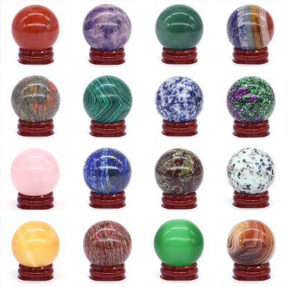 Halloween | 40MM Halloween Crystal Sphere – Natural Gemstone Energy Ball with Wooden Stand