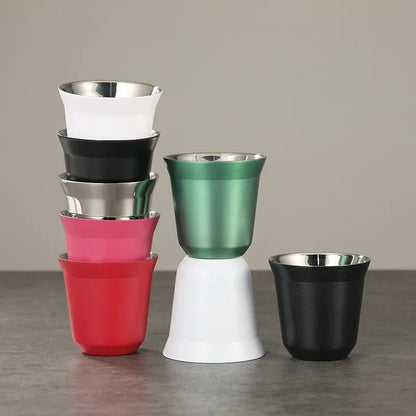 ☕ The Espresso Essential: 80ml Double-Wall Stainless Steel Mini Coffee Cups