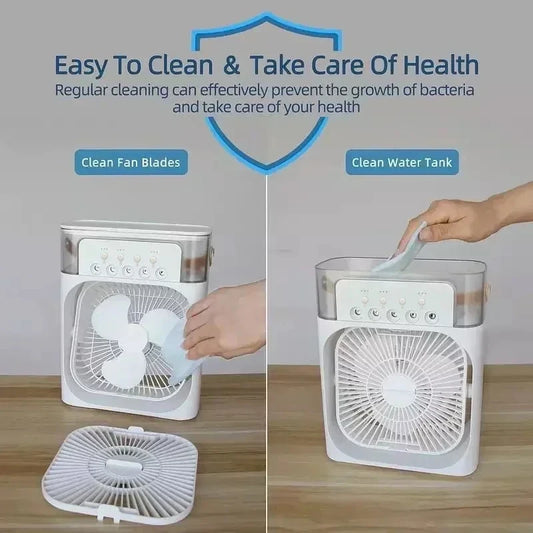 🌬️ The Personal Oasis: 3-in-1 Portable Desktop Air Cooler, Humidifier & LED Night Light