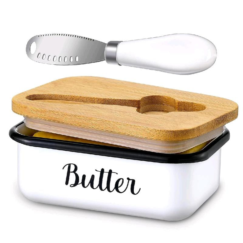 Butter Dish with Lid and Butter Curler Knife