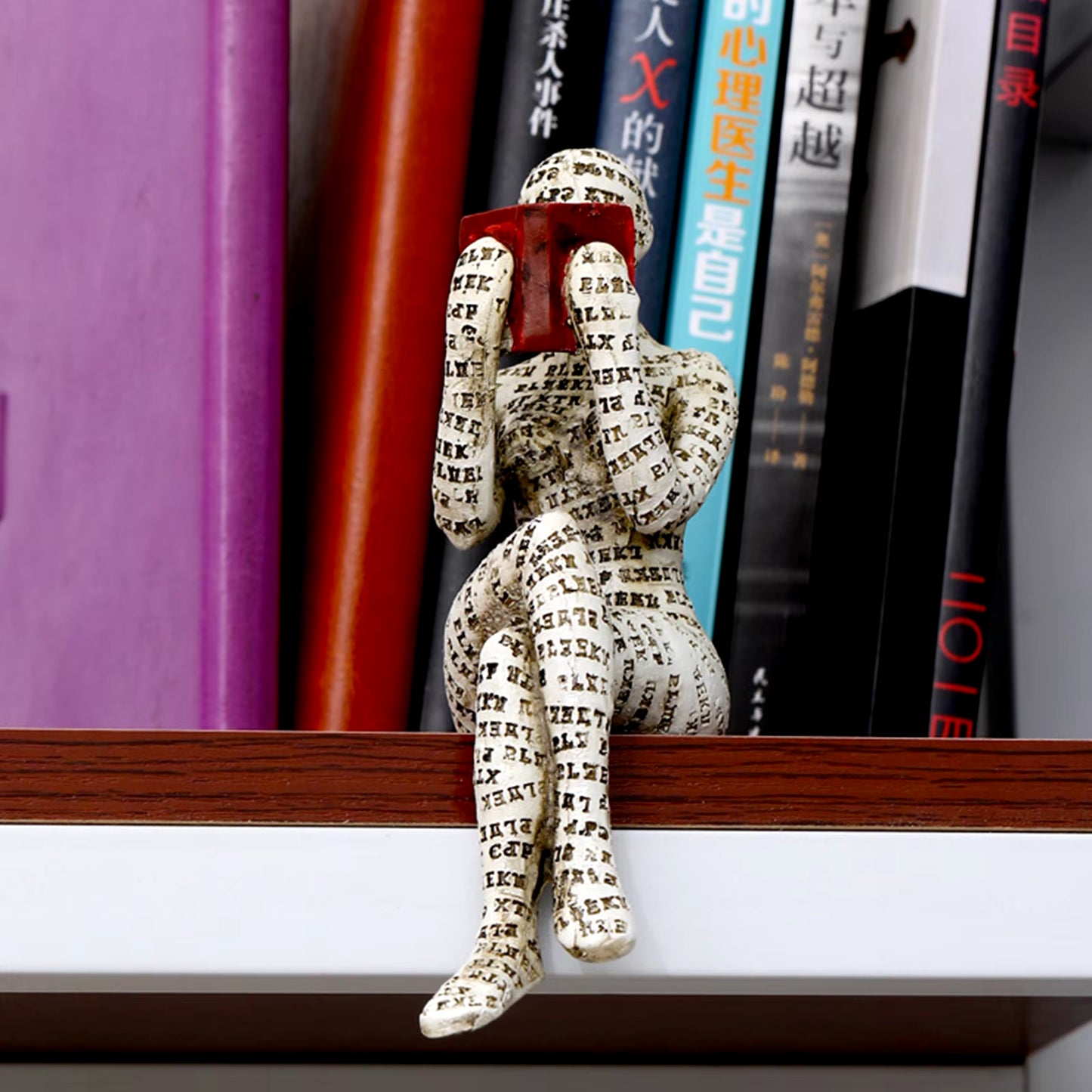 Reading Woman Figurine Library Bookshelf Ornament Pulp Sculptural for Home Decoration Room Book Shelf Decor Desktop Resin Statue