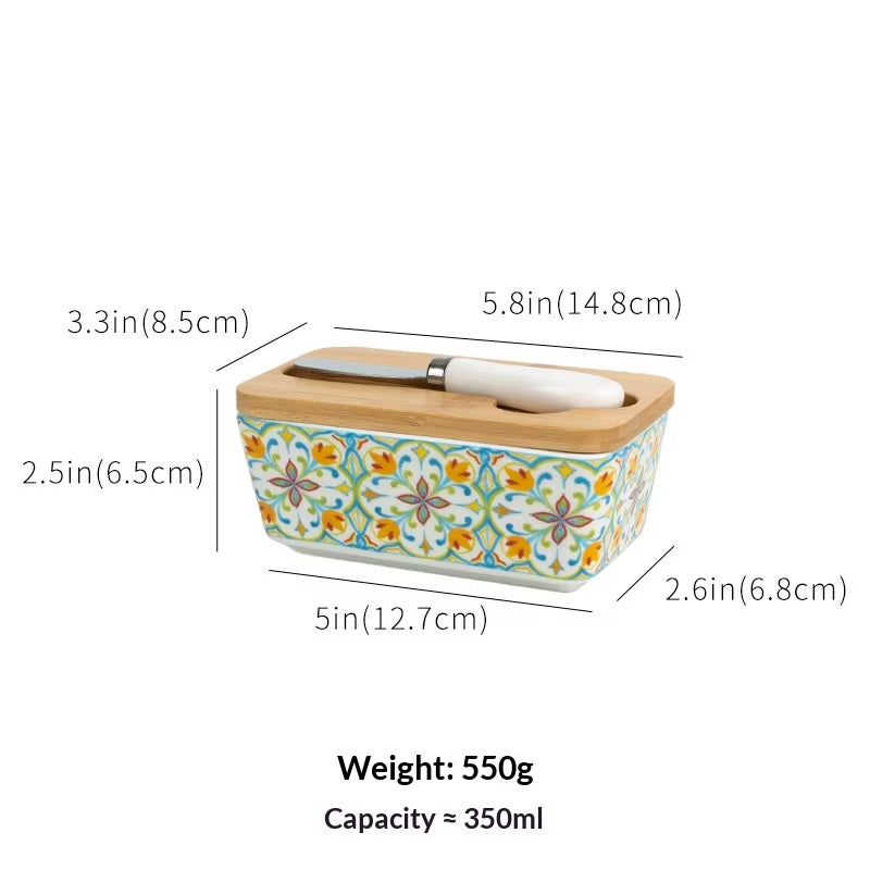 🌿 The Pastoral Pantry: Country-Style Ceramic Butter & Cheese Box