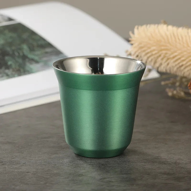 ☕ The Espresso Essential: 80ml Double-Wall Stainless Steel Mini Coffee Cups