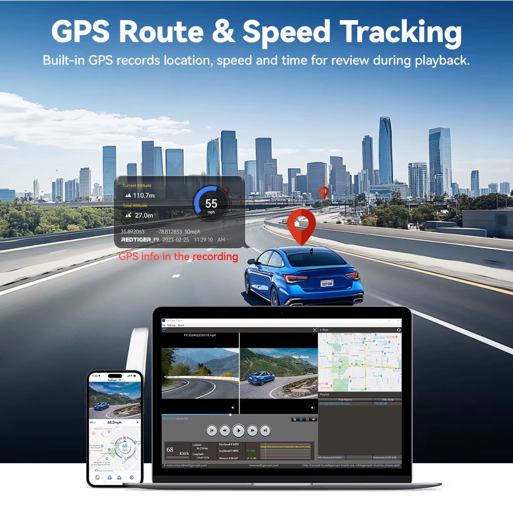 📹 Ultimate Road Surveillance: The REDTIGER F9 4K Front and Rear Dash Cam with 64GB