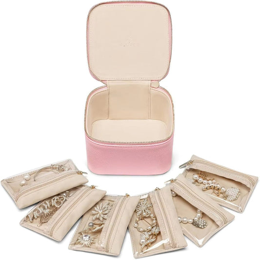 💎 The Treasured Archive: Genuine Leather Travel Jewelry Case with Velvet Pockets