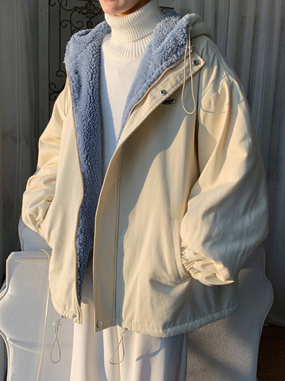 Men'S Cotton-Padded Jacket Fleece-Lined Thick Casual Jacket