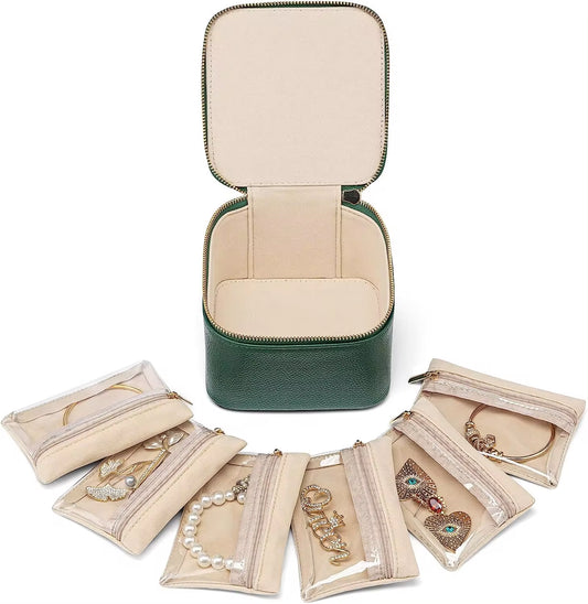 Travel Jewelry Box + 6 Velvet Pockets