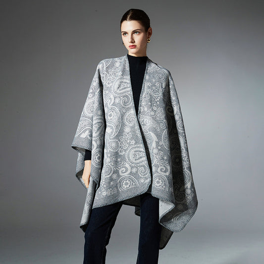 🧣 The Artisanal Wrap: Women's Jacquard Paisley Wool Cross Shawl