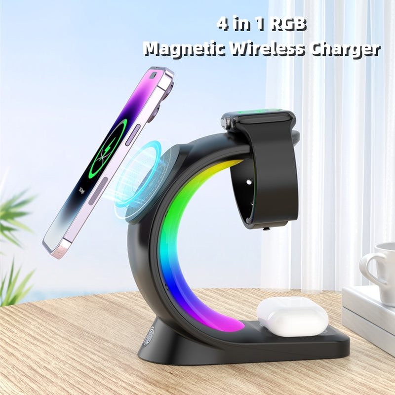 ⚡ The Command Center: 4-in-1 Magnetic Wireless Charging Station