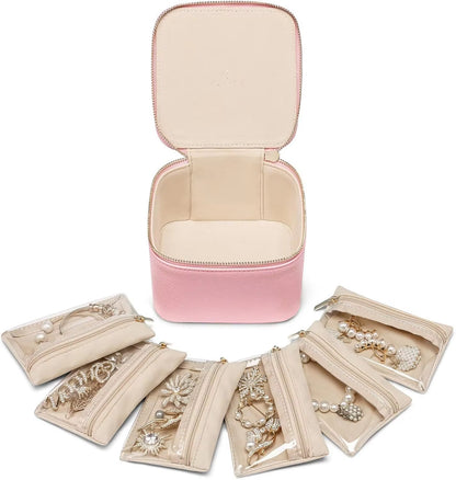 Travel Jewelry Box + 6 Velvet Pockets