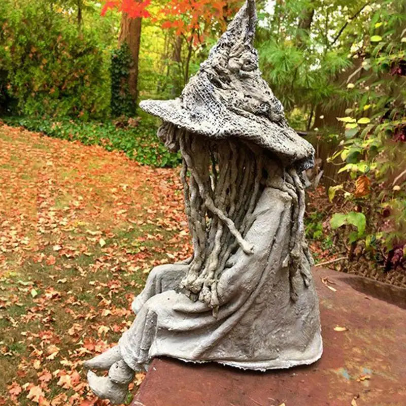 Halloween Witch Solar Energy Lamp Witch Solar LED Lawn Light Resin Garden Courtyard Decoration Lights Sculpture Figurines Decor