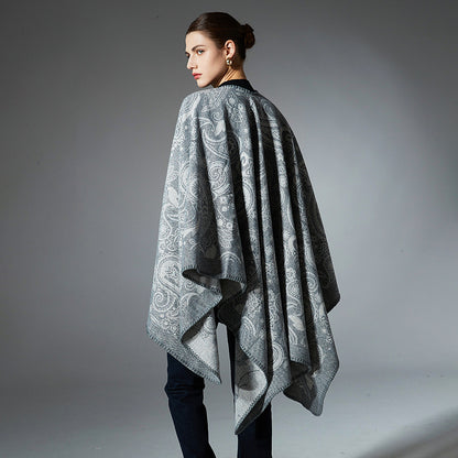 Women'S Jacquard Paisley Wool Cross Shawl