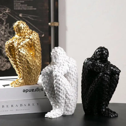 Nordic Thinker Abstract Statue Figure Miniatures Mosaic Resin Sculpture Figurines for Interior Modern Crafts Home Decoration